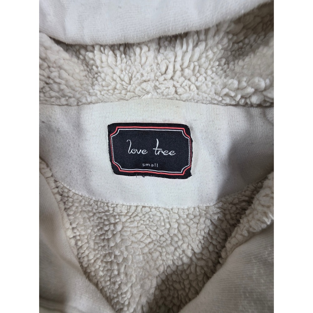 Love Tree Womens White Sherpa Lined Full Zip Hoodie Sweatshirt Small - Picture 5 of 7